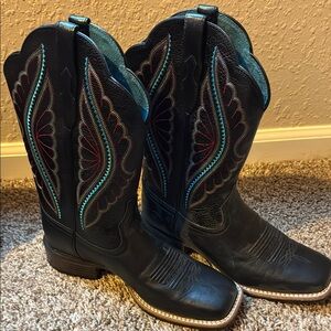 Women's Black and Blue Western Boots